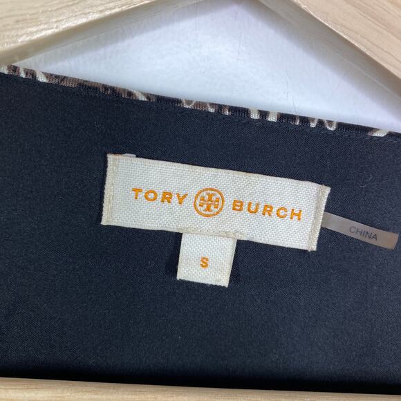 Tory Burch Odila Cream Brown Printed 100% Silk Dress Women's Size Small S - Picture 8 of 10